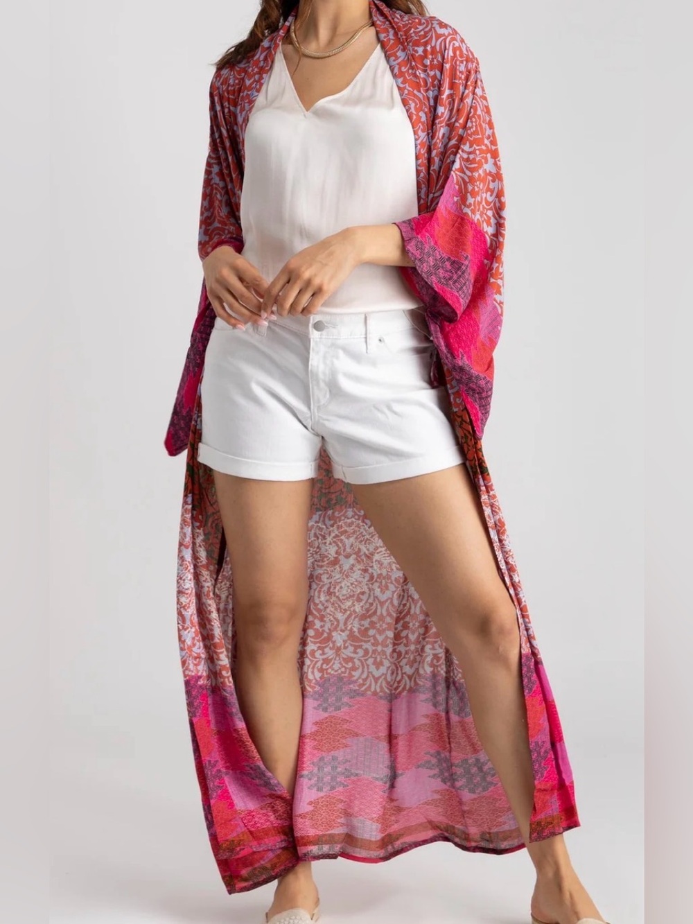 Women’s Pink & Coral Cover-Up Kimono, SAACHI